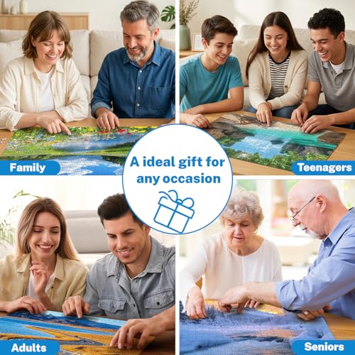 4-Pack 500 Piece Puzzles for Adults, Seasonal Jigsaw Puzzle Set – Spring, Summer, Fall, Winter Landscape Puzzles 500 Pieces, Relaxing Nature Puzzle for Adults, Gift for Family, 20.5 x 15 in by HYXCHQA - Used condition - Image 6