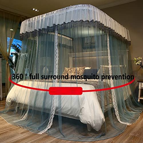 Moustiquaire de lit baldaquin princesse double couche bleu pour chambre élégante - 5