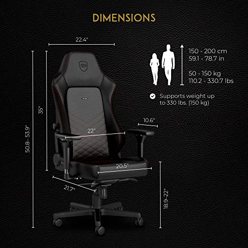 Noblechairs Hero Gaming Chair/Office Chair With Lumbar Support, Pu Faux Leather. Black/Red #TOP5