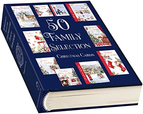 Bumper Value Christmas Cards Family Selection 50 Pack 10 Designs (5 of Each) Cute Traditional