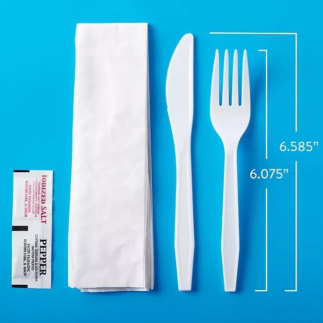Durable White Plastic Cutlery Packets (200 ct.) Picnics, Catered Events, Food Service