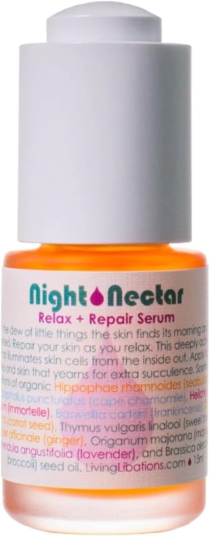 Organic Night Nectar Facial Oil | Natural, Wildcrafted, Vegan Clean Beauty (0.5 fl oz | 15 mL)