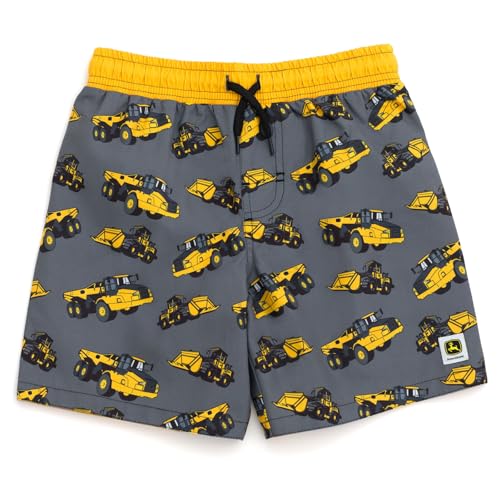 John Deere Little Boys UPF 50+ Swim Trunks Bathing Suit Gray/Yellow 6