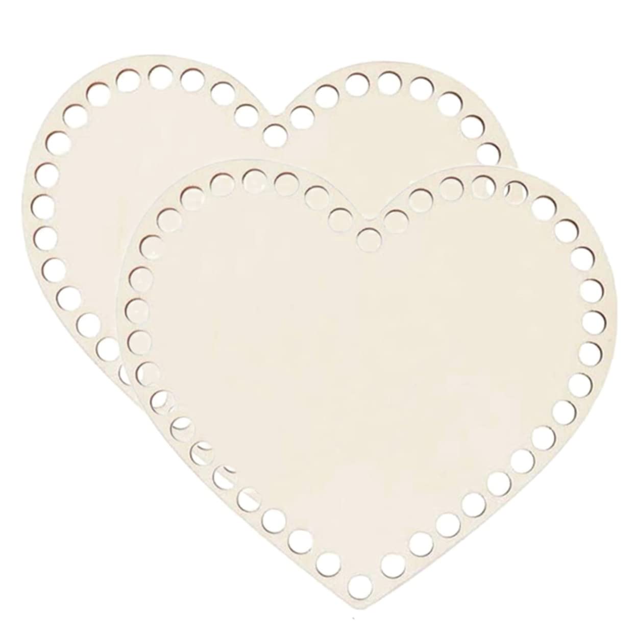 DOITOOL 2pcs Heart Shape Wooden Basket Bottom for Crochet DIY Basket Weaving Supplies Brown