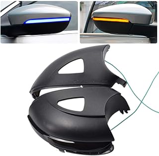Hacreyatu Sequential Led Side Mirror Turn Signal Light Indicator Smoked Lens (L&R) For VW Golf 6 MK6/ Golf G-TI 6 /R20 2008-2012 (blue+yellow(with holes))