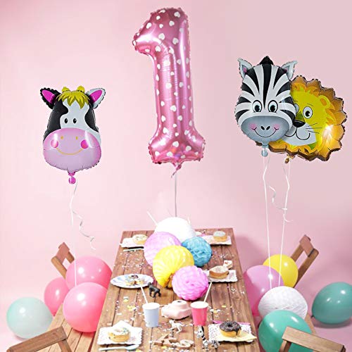 Kesoto 13 Pieces Jungle Safari Animals Balloons, Mylar Foil Helium Balloon Kits For Animal Themed Kids Birthday Party Decorations #TOP1