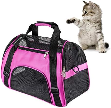 MuchL Cat Carrier Small Animal Carrier Soft-Sided Pet Travel Carrier for Cats Dogs Puppy Comfort Portable Foldable Pet Bag Airline Approved (Small Size) (Purple)