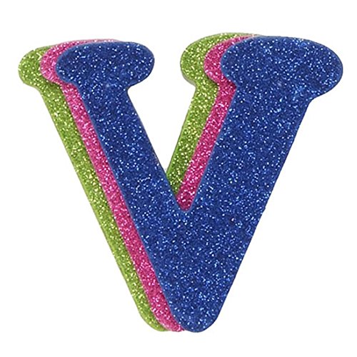 Darice 9190-706V 4.25" Wood Letter V Assorted Glitter Colors, Multicolor #TOP16