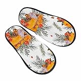 Nicokee Furry Slippers Indoor And Outdoor Warm Shoes Yellow Fox Sleeping Autumn Leaves Spruce Branch...