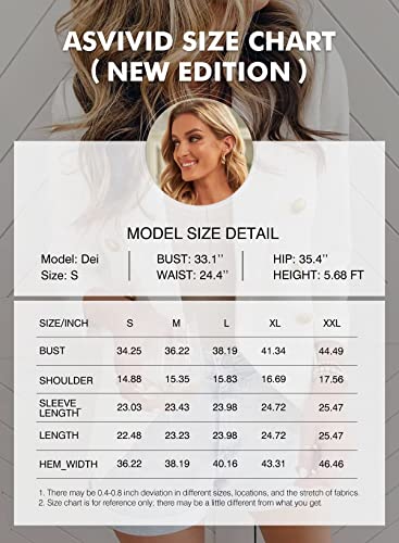 Asvivid Womens Retro Double Breasted White Blazer Office Tailored Blazers Notch Lapel Casual Jacket Stretchy Lady Suit Plus Size Xl #TOP1