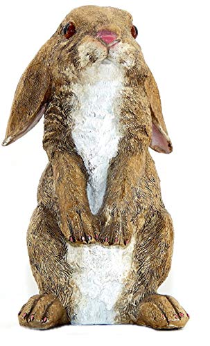 Bellaa Rabbit Statue Curious Cute Standing Bunny Outdoor Garden Patio Lawn Farmhouse Bunnies Figurine Rustic Sculpture 10 Inch Home Decor Presents For Mom Gifts For Grandma #TOP1
