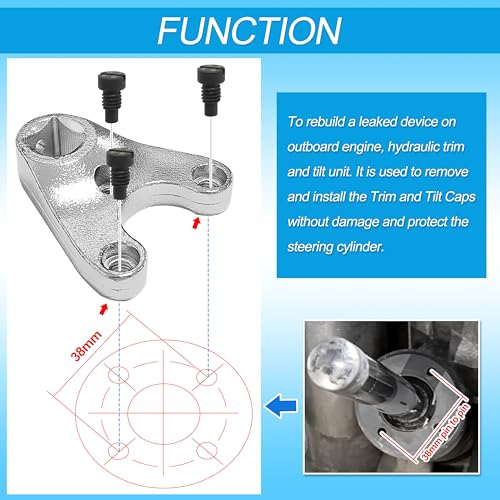 Image of Outboard Trim /Tilt Pin Wrench MT0004-38mm x 4mm with S-4mm Pins, Compatible with Seastar /4 Stroke Yamaha V6 & Non-VMAX 2 Strokes，Remove Hydraulic Cylinders Trim /Tilt Caps