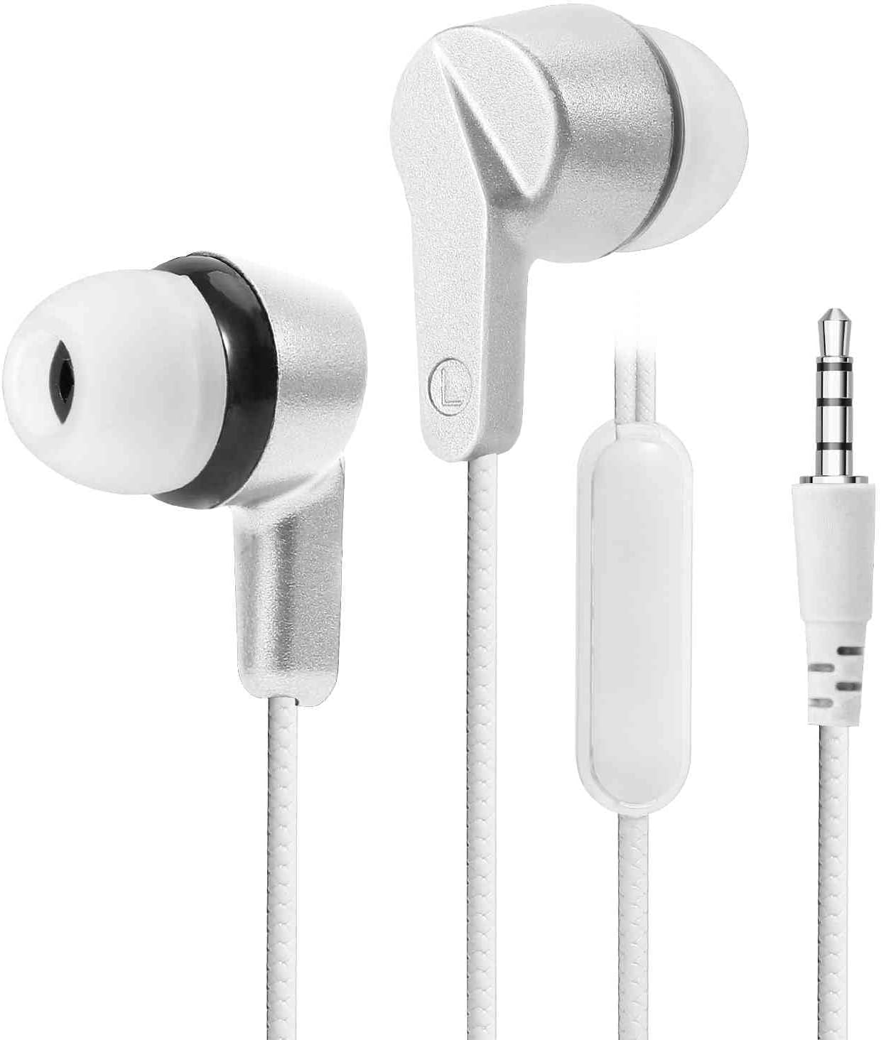 UrbanX R2有線インイヤーヘッドホン マイク付き 4個セット Samsung Galaxy J7 Prime用 絡まないコード