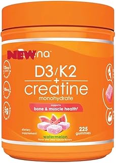 New Creatine D3/K2 Monohydrate Gummies, Watermelon Flavor, 225 Count, Supports Bone & Muscle Health, with AstraGin