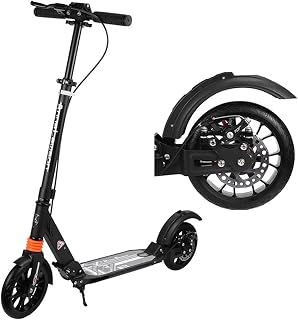 WHOJS Wheel Scooter Foldable Adult Youth Scooter PU Wheel and Disc Hand Brake Dual Suspension Commuting Scooter Height Adjustable Bearing Capacity 220 lbs Lightweight Construction