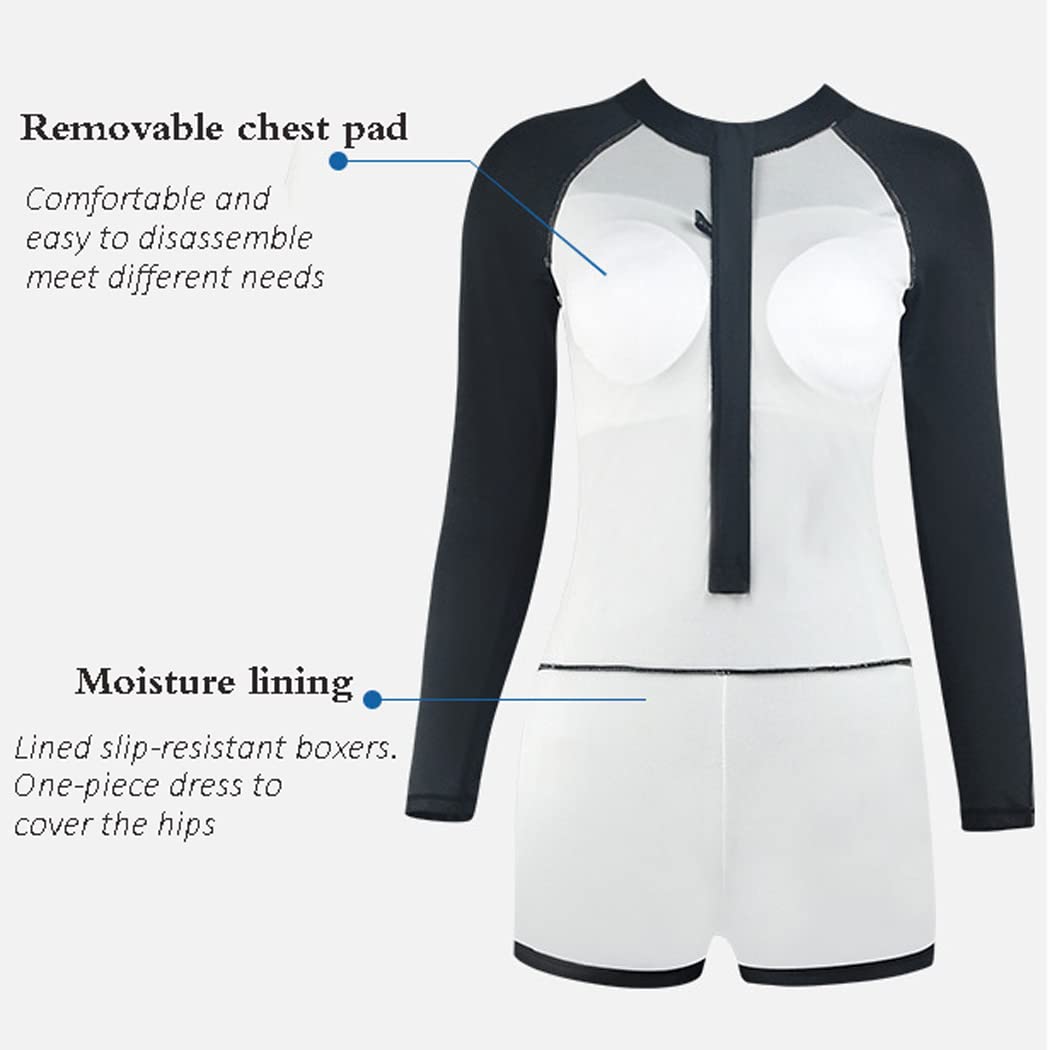 Muta Donna Taglie Forti Manica Lunga Zip Frontale Costume da Bagno Intero Rash Guard Tuta da Sub Costumi da Bagno Atletici