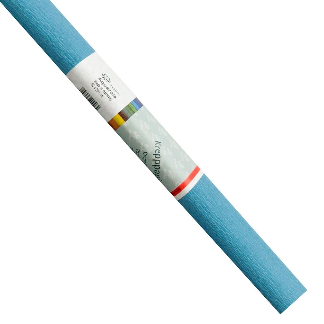 Papier crépon Aquarola bleu clair pour décors de fête et ateliers de fleuristerie