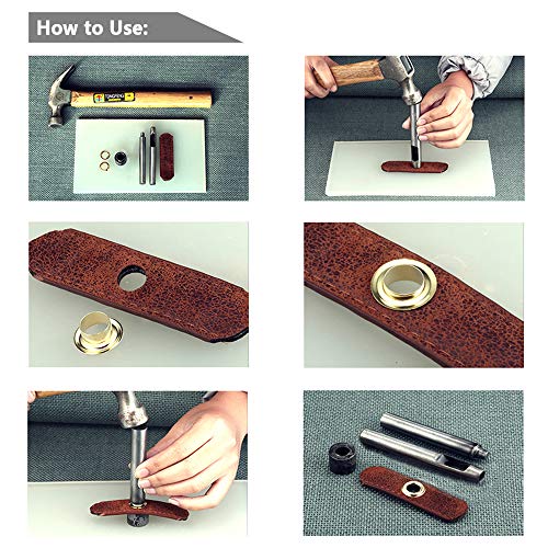 Yakamoz 120 Set Metal Grommets Eyelets Tool Kit Set For Leather Canvas Clothes Belts Shoes Diy Crafts | 6Mm 1/4" Inner Diameter | 4 Colors #TOP4