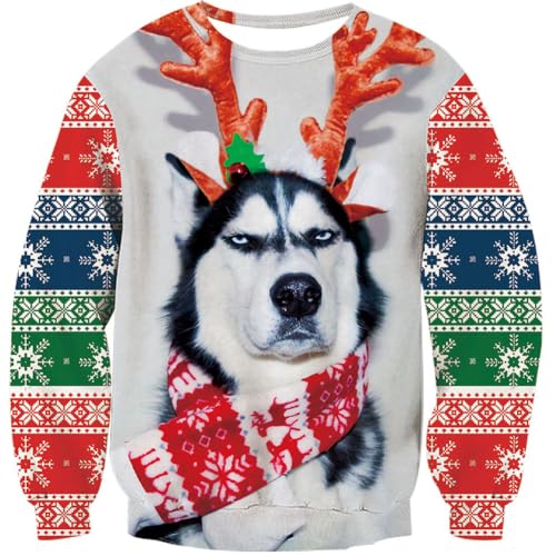 Goodstoworld 2025 Ugly Husky Christmas Sweater Teen Boys Girls Ugliest Tacky Dog Sweatshirt Xmas Funny Party Pullover Jumper Tops For Men Women