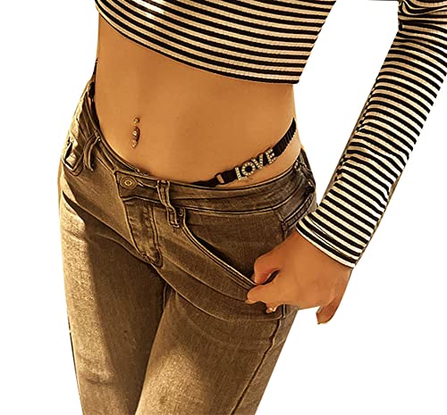 Crystal G-String Thong Underwear Panties Portability "Love" Letter Sexy Mini Rhinestone Back Waist Belly Chain Body Jewelry Underpants For Women, Size L #TOP2