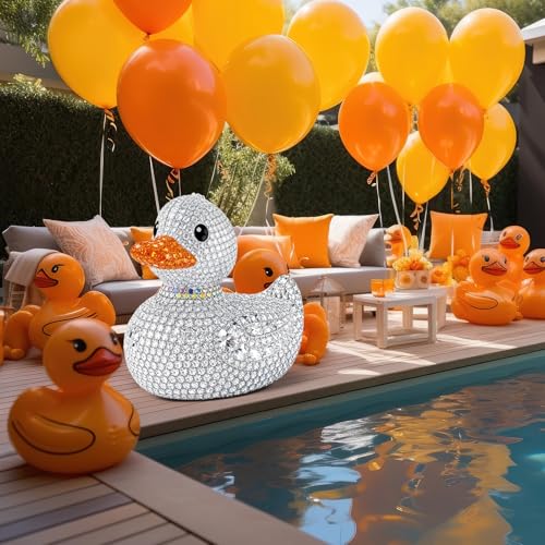 Image of Geelin 4 ft Rhinestone Duck Cardboard Cutout Standup Bling Theme Party Decoration Life Size Giant Rubber Duck Backdrop Photo Prop for Shiny Birthday Baby Shower Wedding Party Decoration Supplies