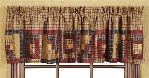 Nancy's Nook Millsboro Log Cabin Block Border Lined Valance 16x72