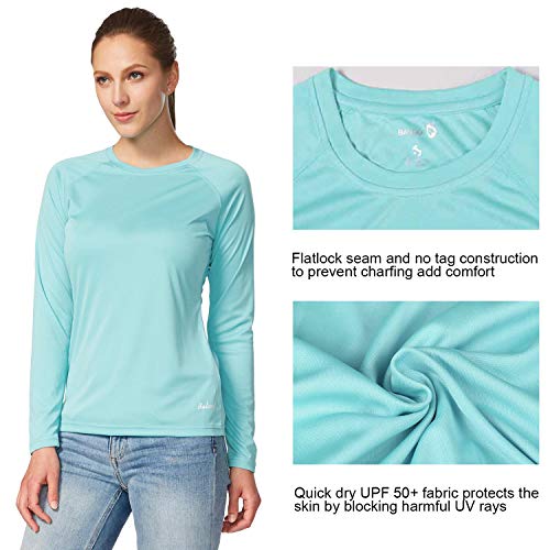 BALEAF Women's UPF 50+ Sun Protection T-Shirt SPF Long/Short Sleeve Dri Fit Lightweight Shirt Outdoor Hiking Light Green Size M