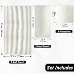 Jacquotha 8 Ensemble de serviettes noir et blanc, super doux & Serviettes de bain à rayures en coton absorbant, 2 Bain, 2 Une main, 4 Vaisselle