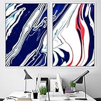 2 Piece Framed Canvas Wall Art Organic Fluids Canvas Prints Home Artwork Decoration for Living Room,Bedroom - 16