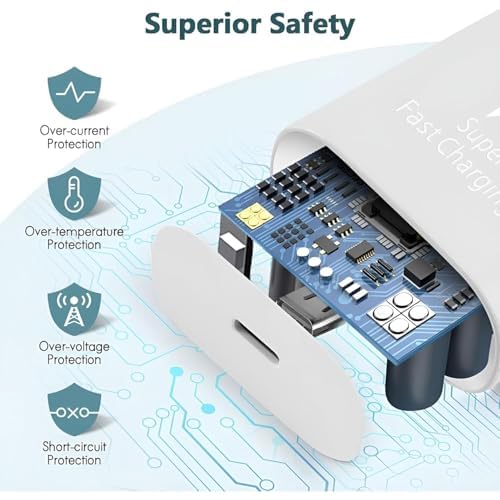 Image of 25W Super Fast Charging Adapter with 1M USB-C Cable | PD 3.0 PPS Wall Charger | Compatible with Galaxy S25 /S24 /S23 /S22, A56 /A55 /A35, Tab S10 Ultra /S10+, M & F Series Phones - White