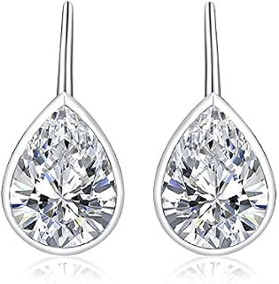 Diamond Treats Leverback Drop Earrings in 925 STERLING SILVER with FLAWLESS Super Shiny White Cubic Zirconia. Silver Dangle Earrings for Women and Teen Girls