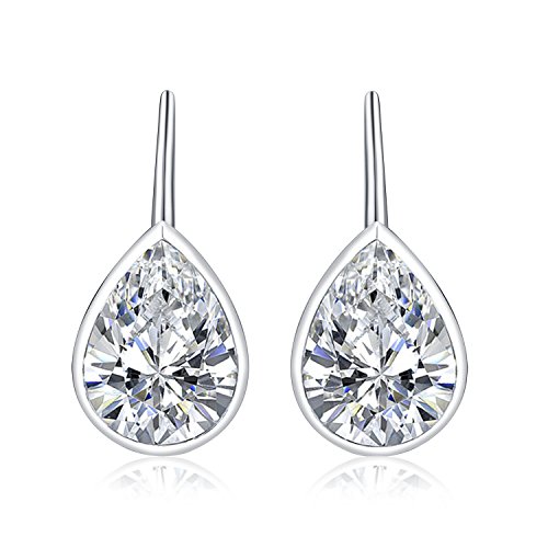 Boucles d'oreilles pendantes en poire anti-allergie avec dormeuses sûres