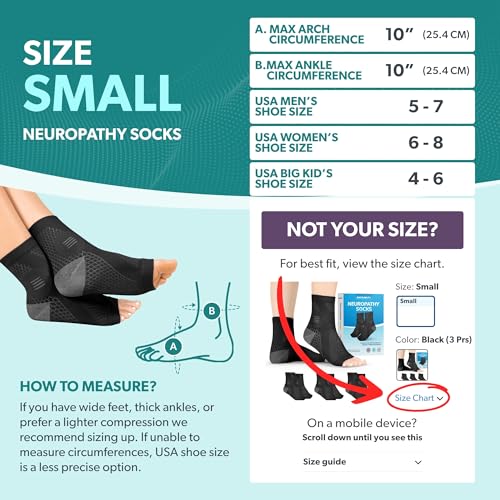 Image of BraceAbility Neuropathy Socks (3 Pairs) - Multipack Peripheral Compression Diabetic Toeless Foot Sleeves for Nerve Damage in Feet, Ankle Gout, Plantar Fasciitis Relief for Men and Women (S - Black)