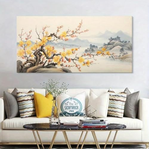 Toile fleurs de pêcher chinoise pour créer un salon zen et élégant