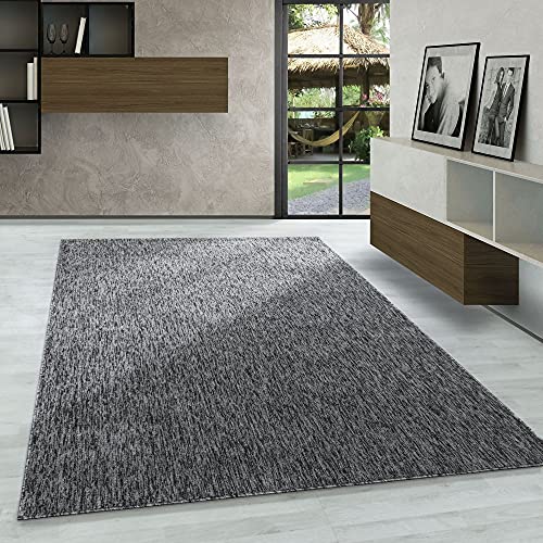 Carpetsale24 Teppich Wohnzimmer Einfarbig Schlingenflor Cut-Loop Teppich Grau 120 x 170 cm -...