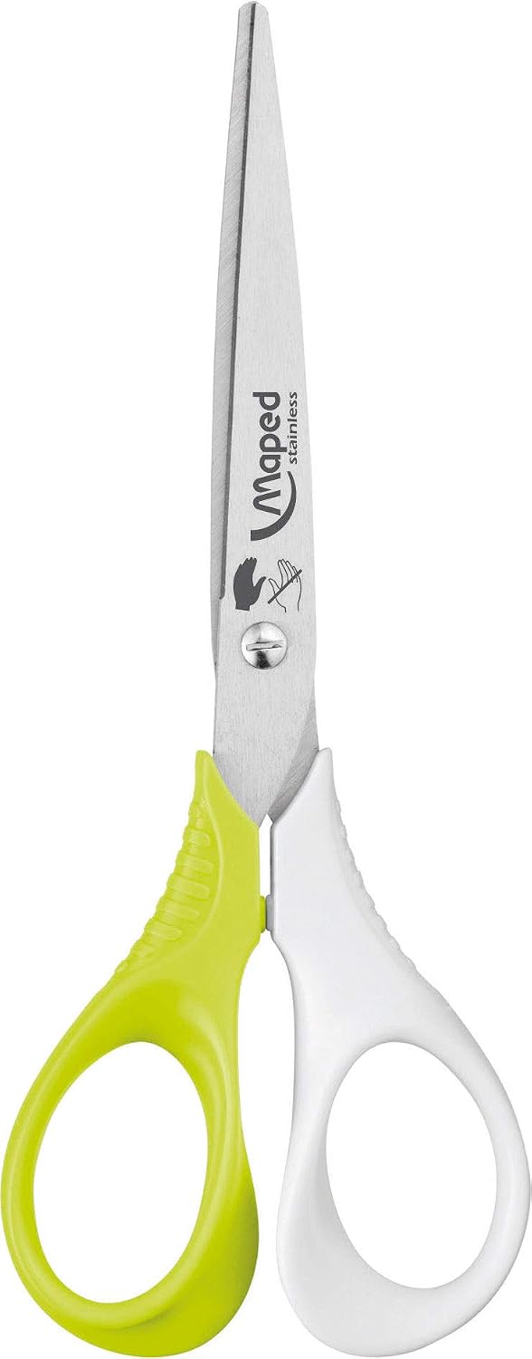Maped Shape Left Handed Scissors with Ergonomic Handles 6.33 Inch, Assorted Colors (476510)