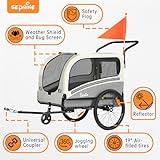 SEPNINE® 2-in-1 XXL Fahrradanhänger für Hunde, Hundeanhänger für Fahrrad - mit Dachöffnung, Reflektoren & Reflexstreifen, mit Schiebestange & Universal-Fahrradkupplung, Faltbar, Bis 50 kg