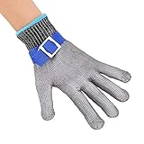 Schnittsicherer, Stichfester Handschuh aus Edelstahl mit Baumwollhandschuh, Fünf Finger...
