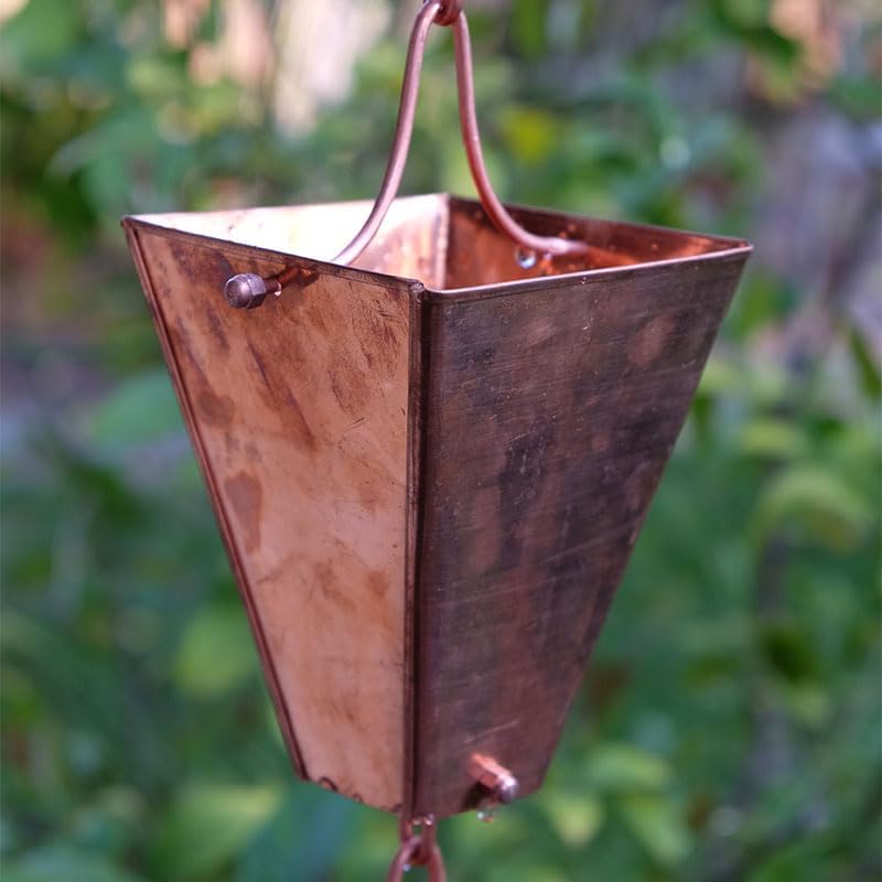 Nutshell Stores Large Tapered Square Cups Rain Chain - Copper Plated - 8 Feet