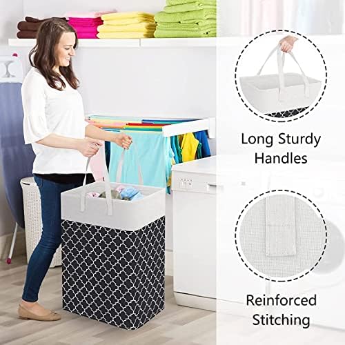75L Large Capacity Laundry Basket Collapsible Laundry Storage Basket Waterproof Cotton Linen Laundry Hamper with Handles Dirty Clothes Laundry Organizer Bucket for Bedroom Bathroom 75L Large Capacity