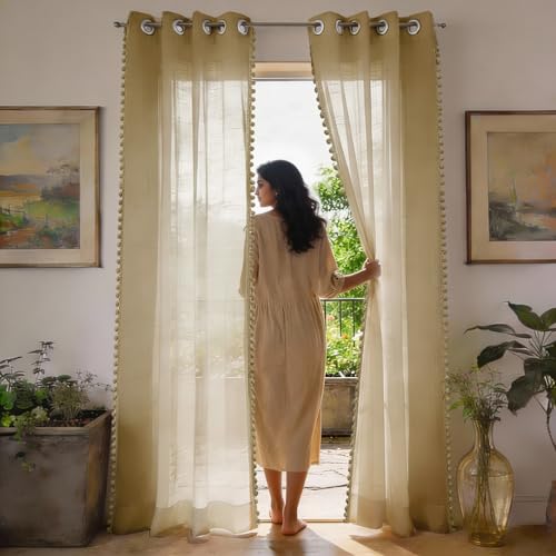 Urban Space Sheer Solid Curtains for Door 8 Ft Long, 35-40% Light...