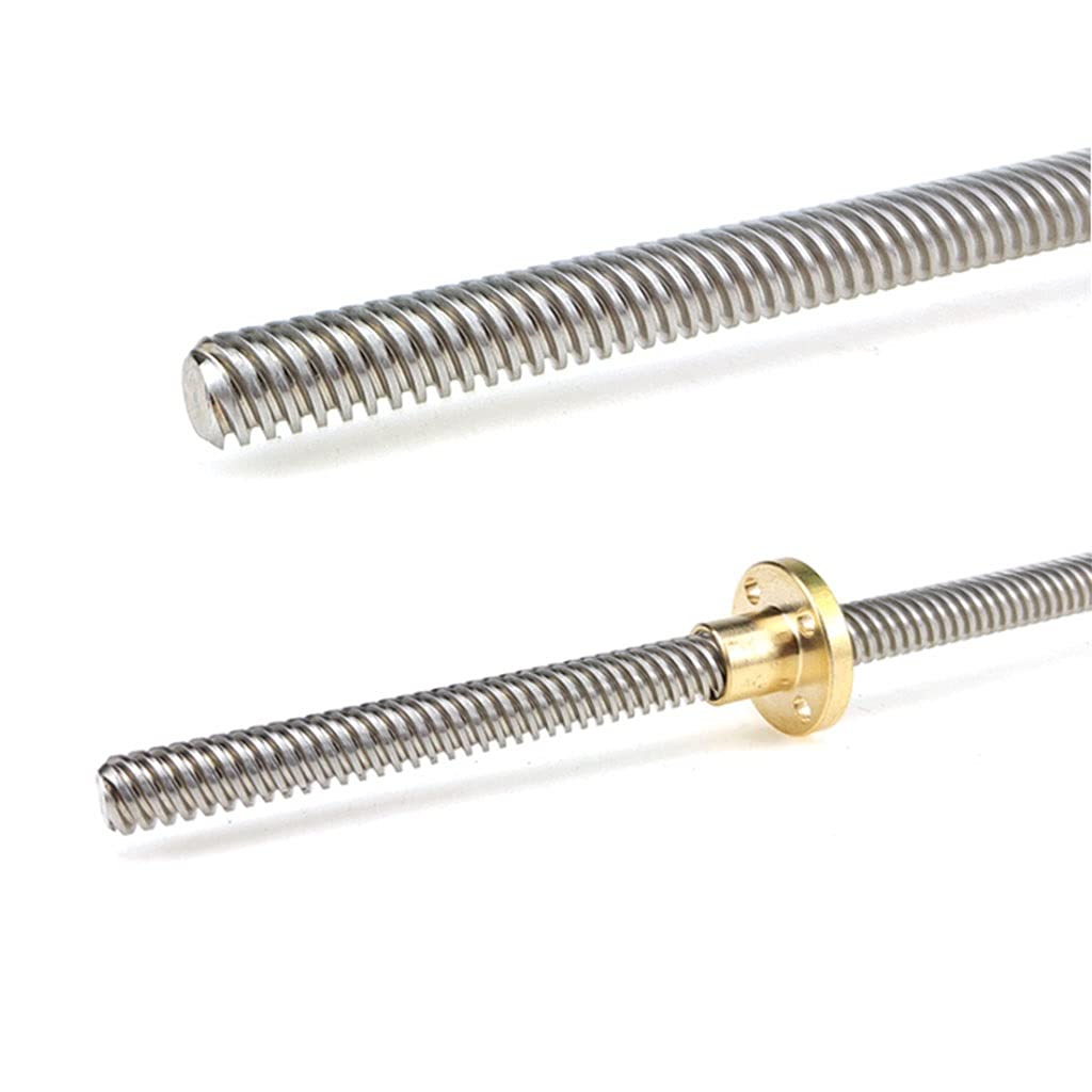 Trapezförmige Gewindespindel, 3D-Druckerteile, T8-Gewindespindel, Länge 800 mm, 1000 mm, 1200 mm, Steigung 1 mm, 2 4 8 10 12 14 mm, T-Schraube mit Messingmutter, 1 Stück(Lead 8mm,1200mm)