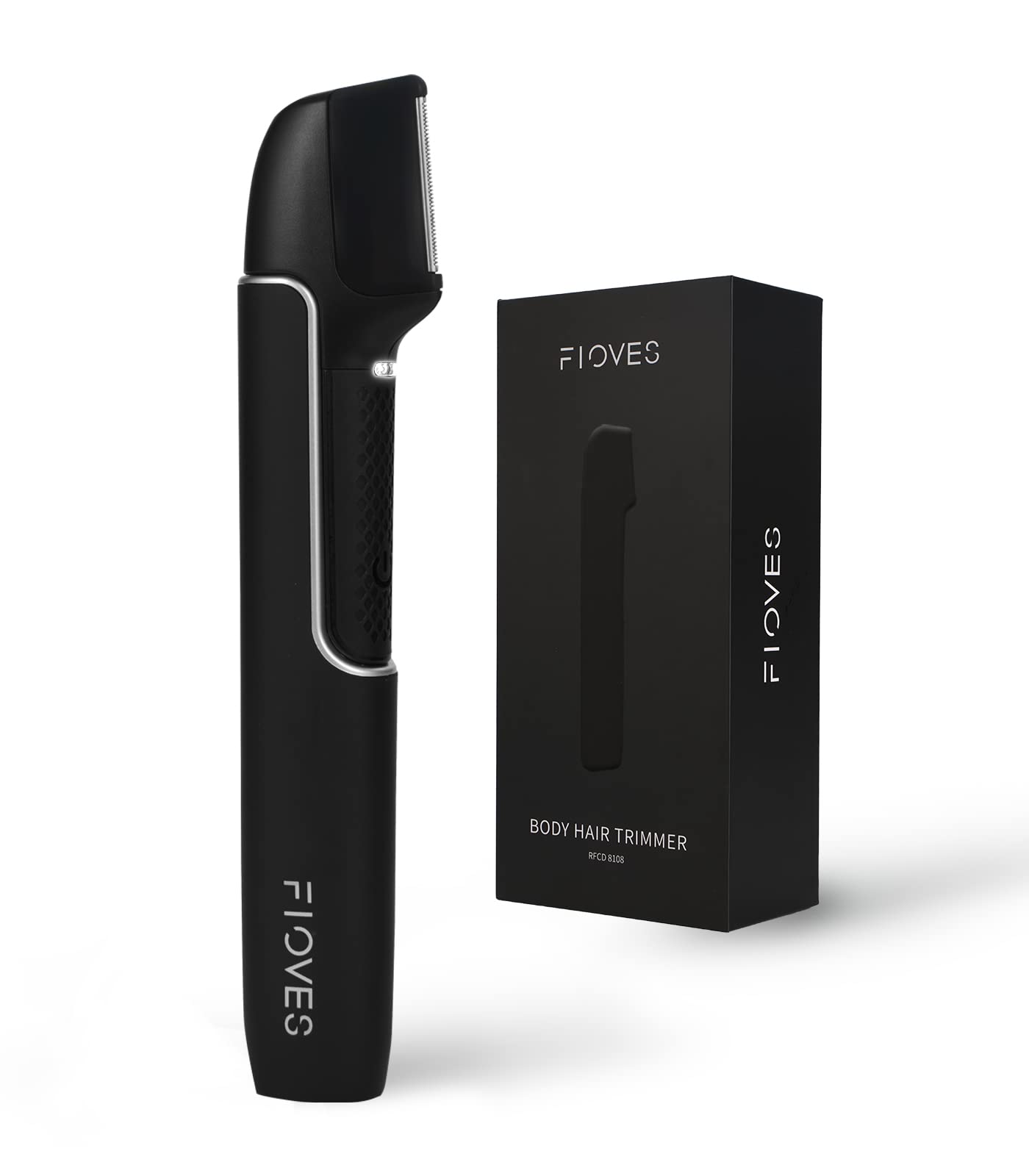 FLOVES Rasoio Elettrico per Corpo Uomo - Tagliacapelli Inguine Ricaricabile Impermeabile con Luce LED Manico Allungabile, Depilatore Rifinitore Intimo Pubici per Schiena Gambe Petto Nero