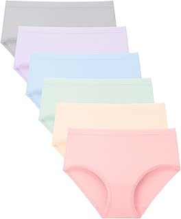 BAMBOO COOL 여아용 속옷, 통기성 좋은 수분 흡수 6~14세 팬티 가볍고 부드러우며 감각 친화적인 브리프 6팩