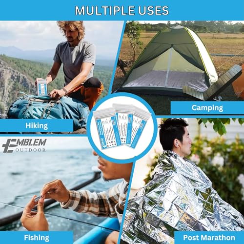 Image of Emergency Thermal Blanket Made of Mylar for Survival, Hiking, Camping, First Aid, and Bug Out Bag - Extra Large (4-Pack)