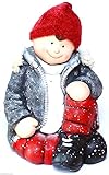Material: Keramik und Textil Michel Toys Dekofigur Winterkinder Winterdeko Weihnachtsdeko Junge Keramik