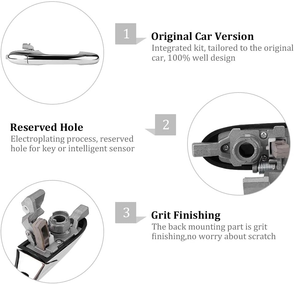 Outer Door Handle, Left-Hand Chrome Planted Drive Exterior Outside Door Handle Front Driver Side Left Side Front Right Passenger Side Door Handle for 500 2012-2018(Right Driver