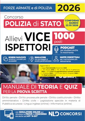 Concorso allievi vice ispettori polizia di Stato 2026. Manuale di Teoria e quiz per la prova scritta. Con simulatore online