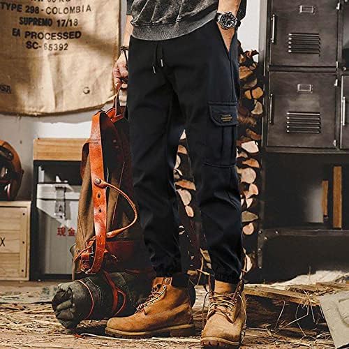 Pantaloni cargo da uomo in cotone, pantaloni cargo da jogging da uomo, con polsini, pantaloni cargo da uomo, pantaloni da jogging da uomo, con tasche laterali, pantaloni cargo da uomo, A Cachi