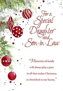 Designer Greetings Red Foil Ornaments : Memories of Family Daughter and Son-in-Law Christmas Card